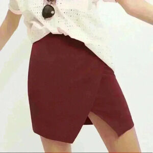 Madewell asymmetric pull-on front wrap skirt burgundy size S